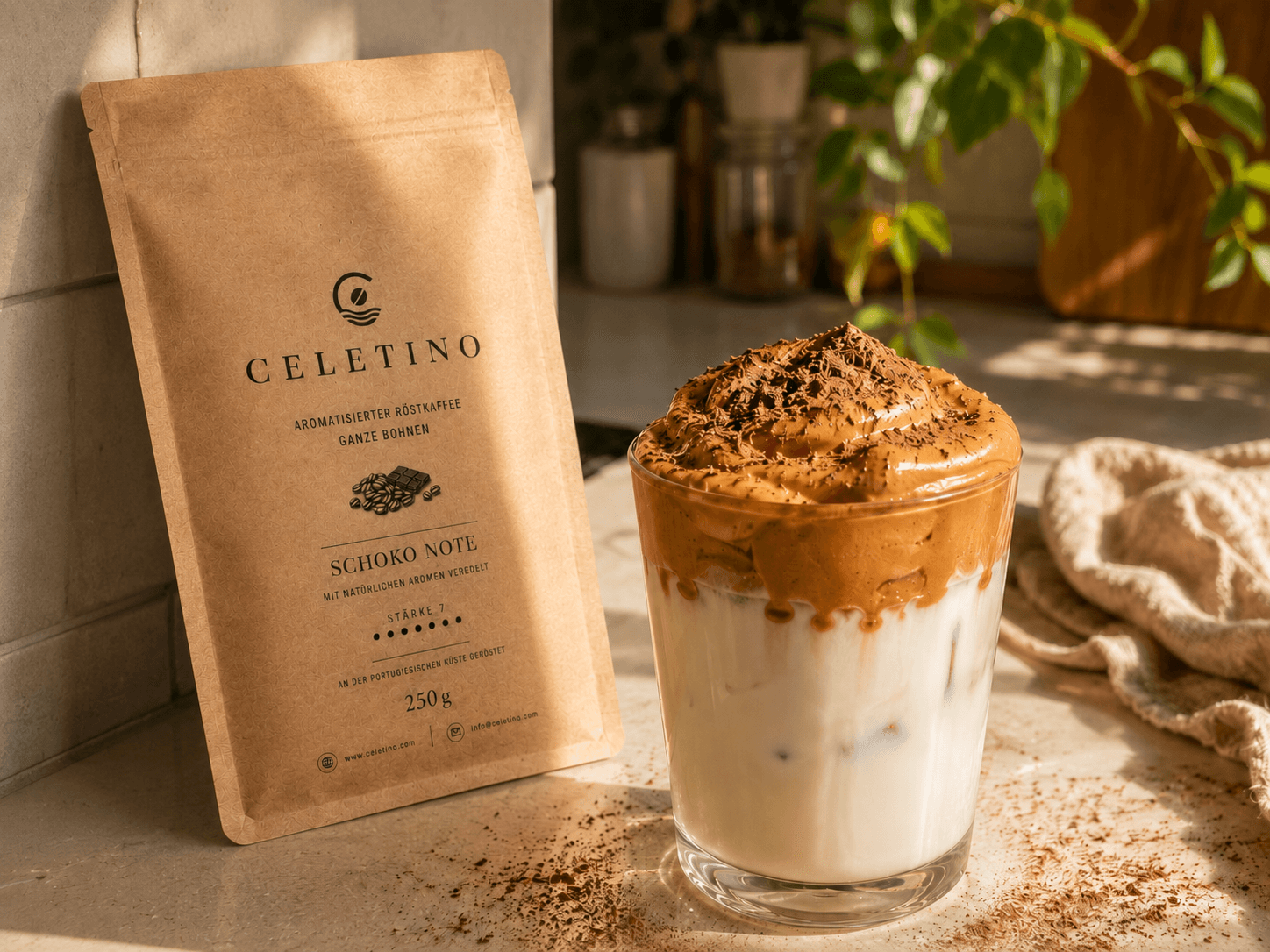 Dalgona Coffee mit Celetino Schoko Kaffee
